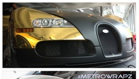 Gold Bugatti PHOTOS [VIDEO]: Flo Rida Wraps $1.7 million car in golden vinyl and matching 24 carat gold rims