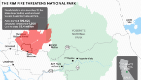 Yosemite fire map, update 2013: Evacuation advised for residents near California \'Rim\' Fire as size doubles overnight [VIDEO]