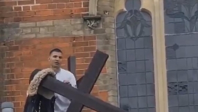 Church 'distressed' after vandal filmed trying to tear down cross