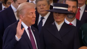 Trump didn't place hand on Bible during second oath of office